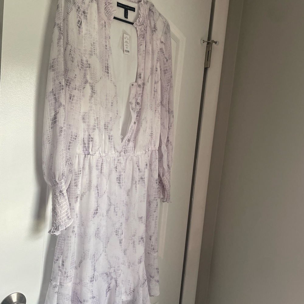 NET White House black market lilac purple and white button knee midi dress - Picture 8 of 8